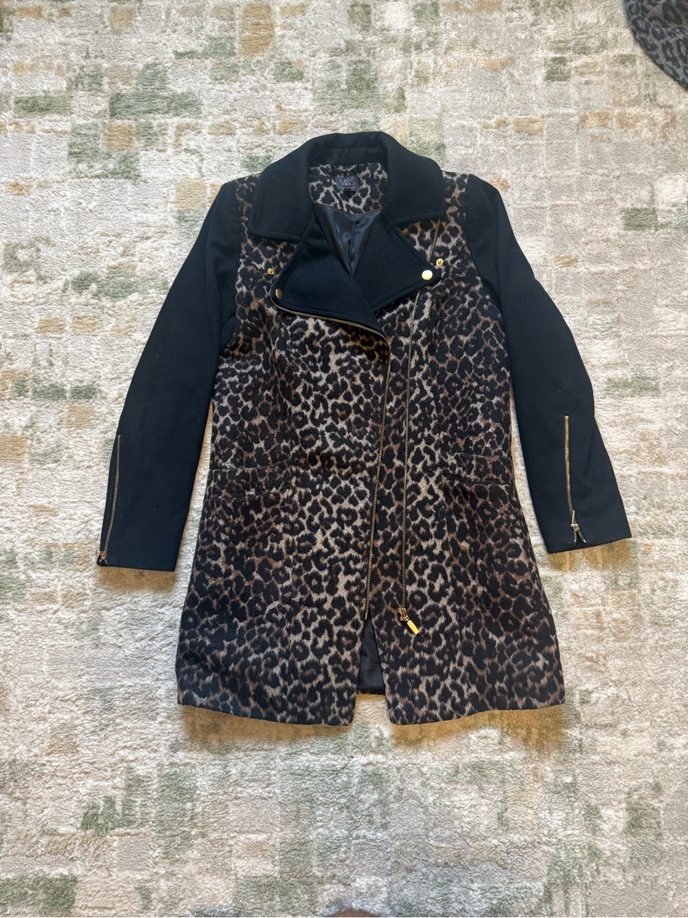 Marks & Spencer’s Leopard Print Moto Coat with Black Sleeves
